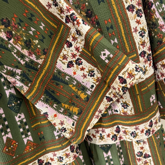 Altar'd State Fall Boho Maxi Dress Small Olive Green Bell Sleeve Minor Flaws - Picture 6 of 8